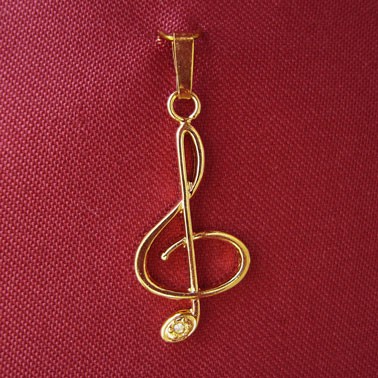 „Violinschlüssel“ mit Stein als Anhänger