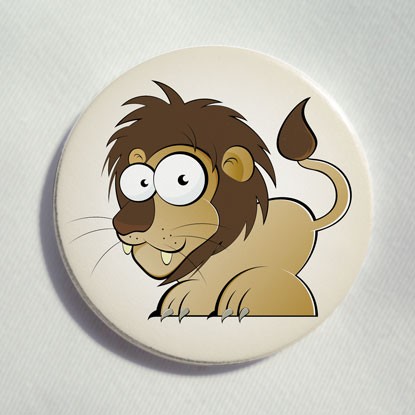 Button „lustiger Löwe“