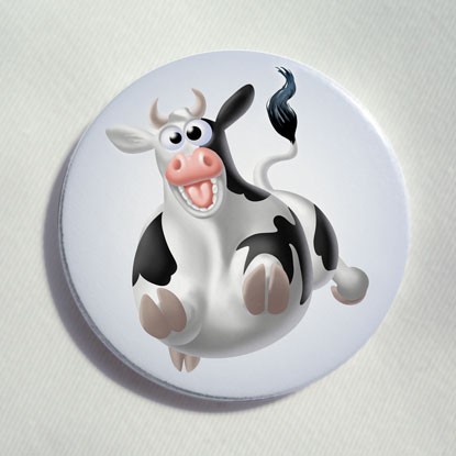 Button „fliegende Kuh“